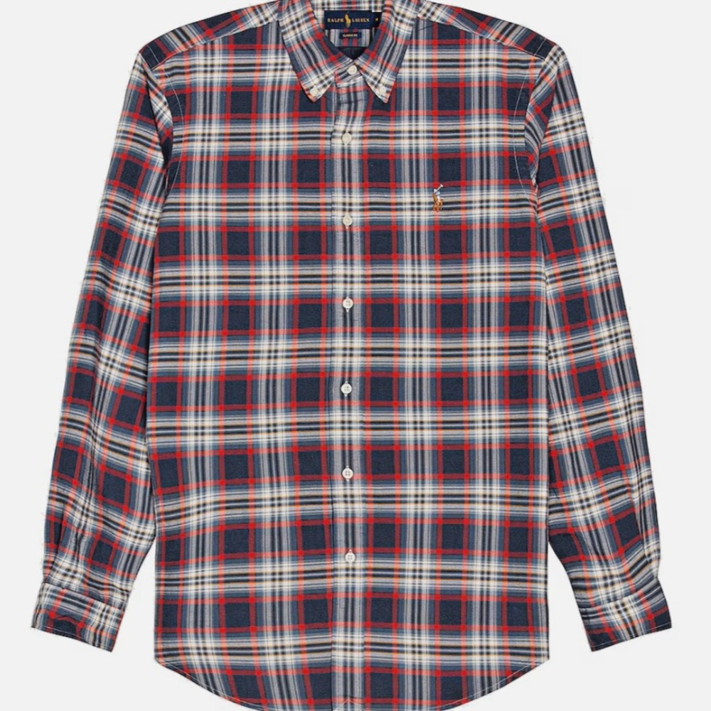 Polo Ralph Lauren Men’s Shirt Classic Fit Navy Red Plaid Pattern Size XXL - Picture 2 of 12